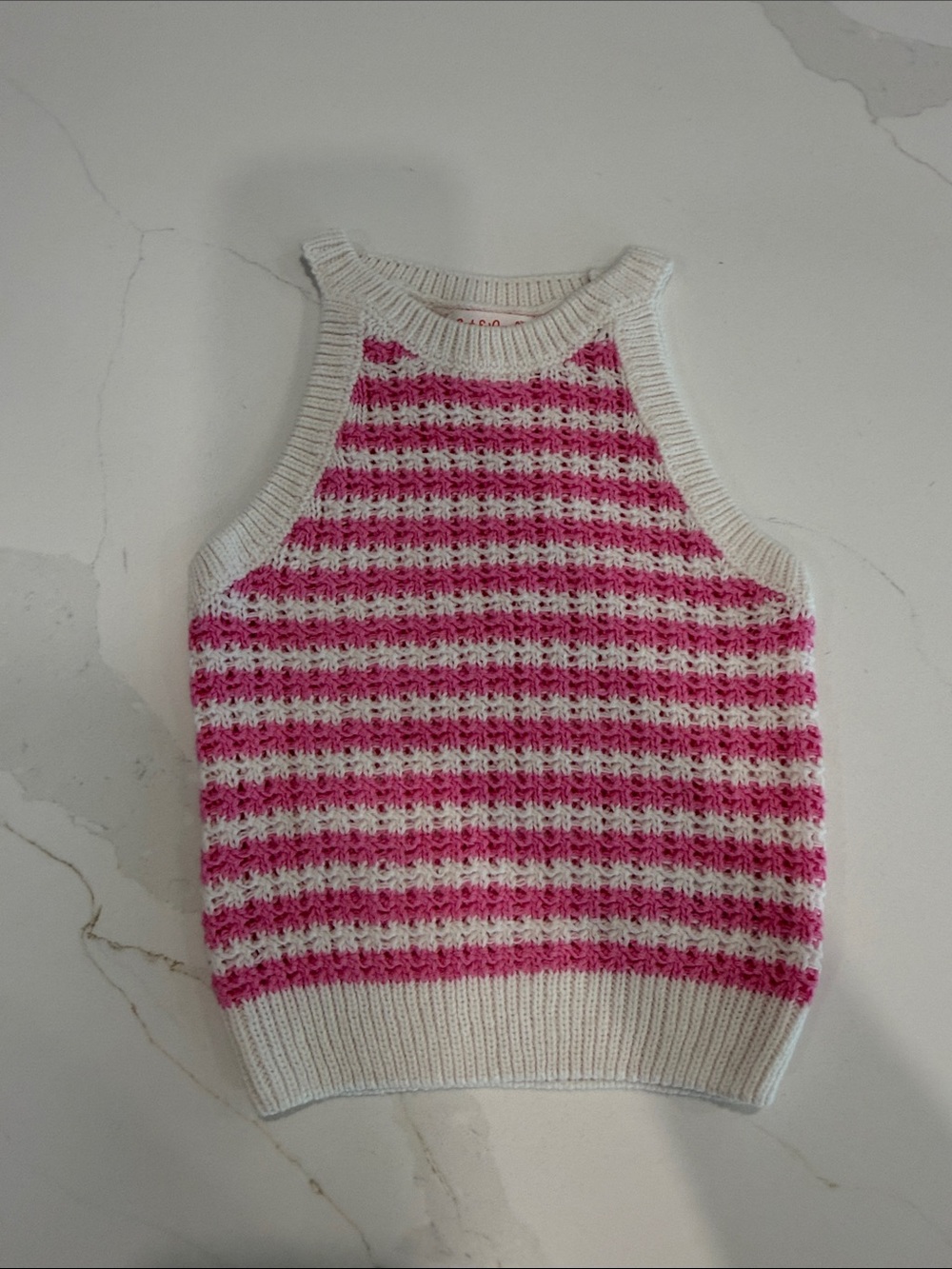 Cat & Jack Striped Pink and White Knit Tank